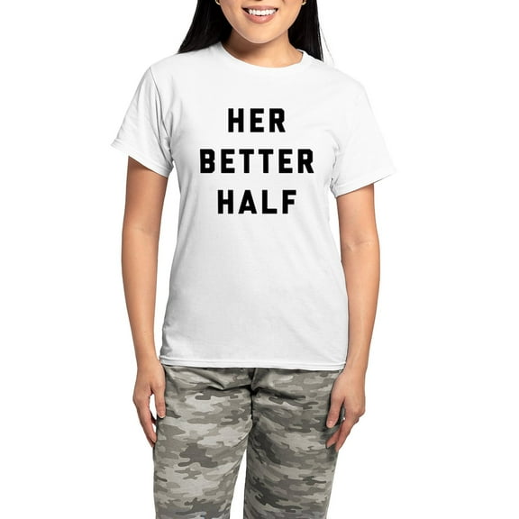 CafePress - Her Better Half Women's Light Pajamas - Women's Short Sleeve Print T-Shirt and Pants Light Cotton Pajama Set