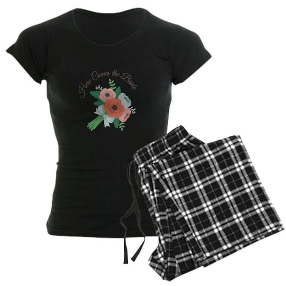 CafePress - Here Comes Bride Pajamas - Women's Dark Pajamas