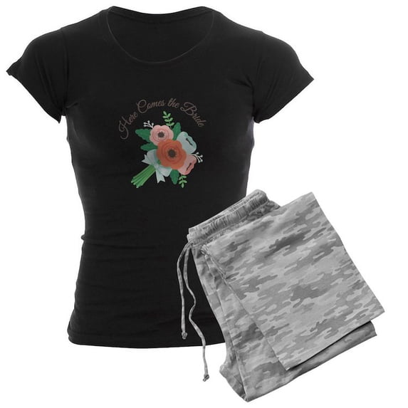 CafePress - Here Comes Bride Pajamas - Women's Dark Pajamas