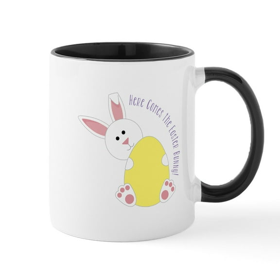 CafePress - Here Comes The Easter Bunny Mugs - 11 oz Ceramic Mug - Novelty Coffee Tea Cup