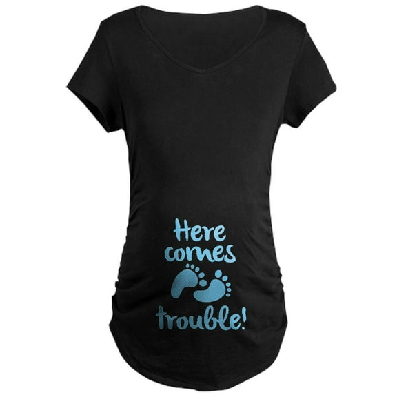 CafePress - Here Comes Trouble Maternity T Shirt - Maternity Dark T-Shirt