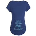 thumbnail image 1 of CafePress - Here Comes Trouble Maternity T Shirt - Maternity Dark T-Shirt, 1 of 3