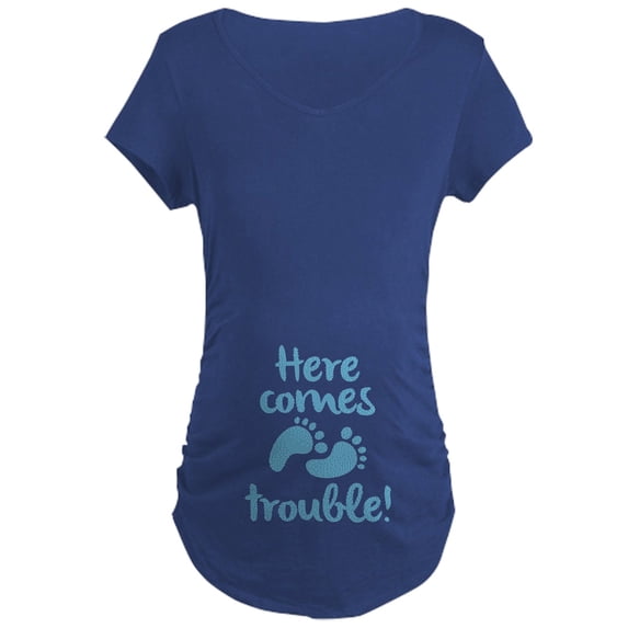 CafePress - Here Comes Trouble Maternity T Shirt - Maternity Dark T-Shirt