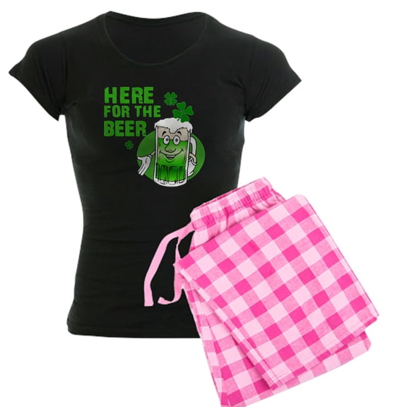 CafePress - Here For The Beer! St Pats Women's Dark Pajamas - Women's Short Sleeve Print T-Shirt and Pants Dark Cotton Pajama Set