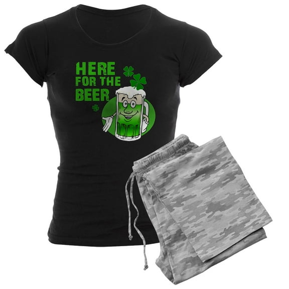 CafePress - Here For The Beer! St Pats Women's Dark Pajamas - Women's Short Sleeve Print T-Shirt and Pants Dark Cotton Pajama Set