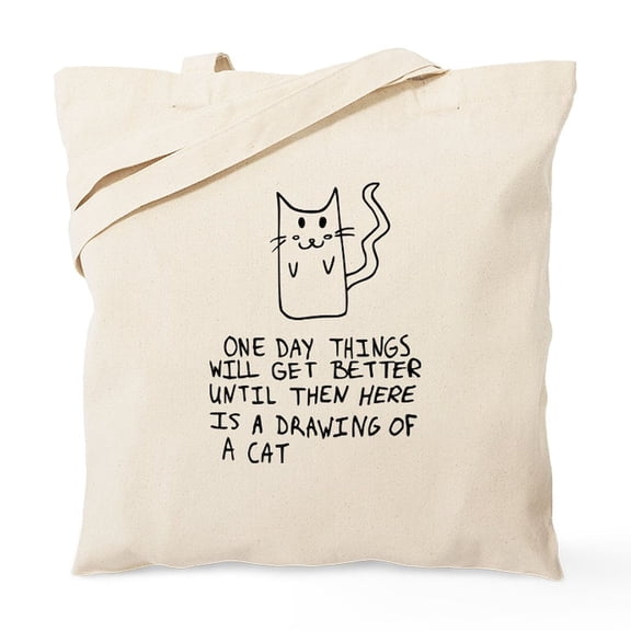 CafePress - Here Is The Drawing Of A Cat_CP Tote Bag - Unisex Canvas Tote Bag, Beige, 1-Piece