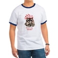 thumbnail image 1 of CafePress - Here's My Heart Cute Raccoon Blowing Kisses Quote - 100% Cotton Ringed T-Shirt, 1 of 4