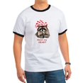 thumbnail image 1 of CafePress - Here's My Heart Cute Raccoon Blowing Kisses Quote - 100% Cotton Ringed T-Shirt, 1 of 4