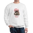 thumbnail image 1 of CafePress - Here's My Heart Cute Raccoon Blowing Kisses Quote - Crew Neck Sweatshirt, 1 of 4