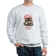 thumbnail image 1 of CafePress - Here's My Heart Cute Raccoon Blowing Kisses Quote - Crew Neck Sweatshirt, 1 of 4
