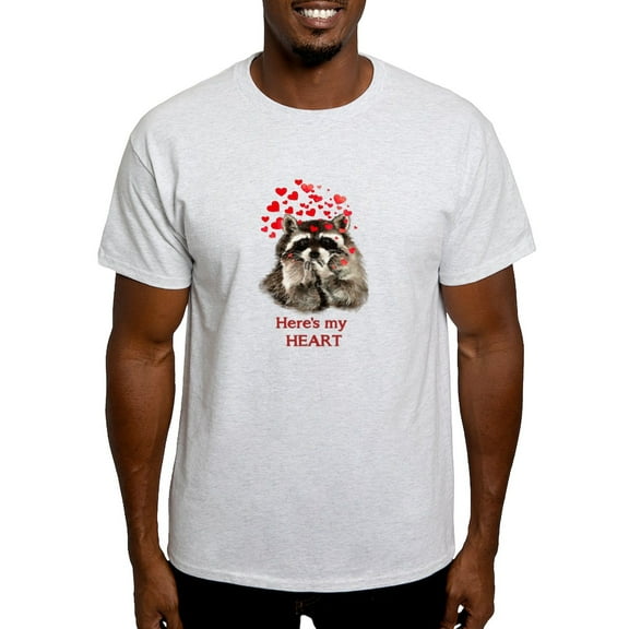 CafePress - Here's My Heart Cute Raccoon Blowing Kisses Quote - Men's Classic Graphic T-Shirt