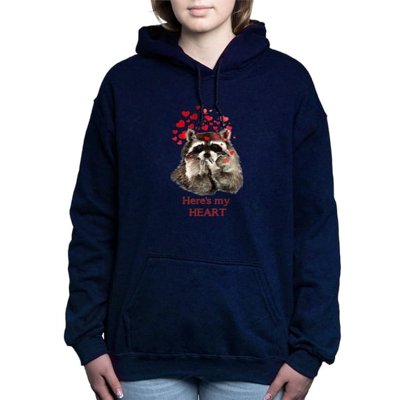 CafePress - Here's My Heart Cute Raccoon Blowing Kisses Quote - Pullover Hoodie, Classic & Comfortable Hooded Sweatshirt
