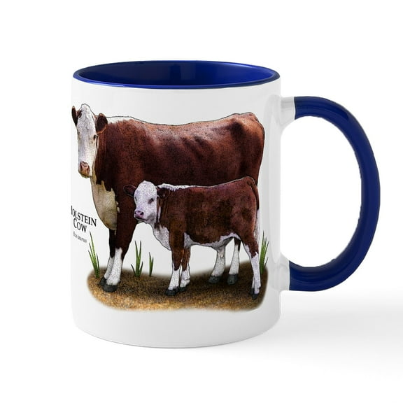 CafePress - Hereford Cow And Calf Mug - 11 oz Ceramic Mug - Novelty Coffee Tea Cup