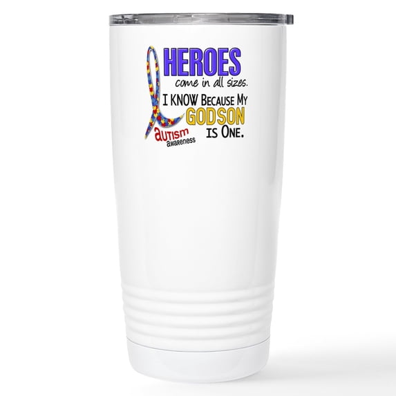 CafePress - Heroes All Sizes Autism Stainless Steel Travel Mug - Insulated Stainless Steel Travel Tumbler 20 oz.
