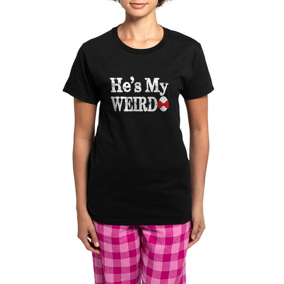 CafePress - Hes My Weirdo Couple Pajamas - Women's Short Sleeve Print T-Shirt and Pants Dark Cotton Pajama Set