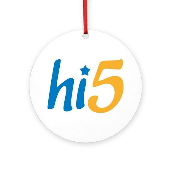 CafePress - Hi5 -  Round Wood Ornament 4"