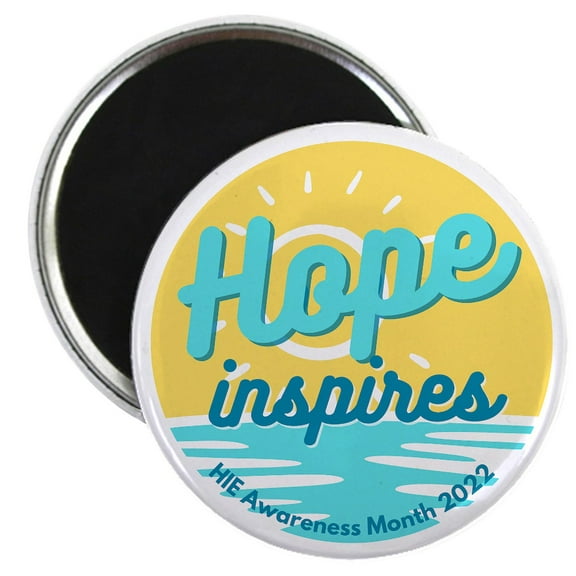 CafePress - Hie Awareness Month 2022 Hope Inspires Magnets - 2.25" Round Magnet, Refrigerator Magnet, Button Magnet Style