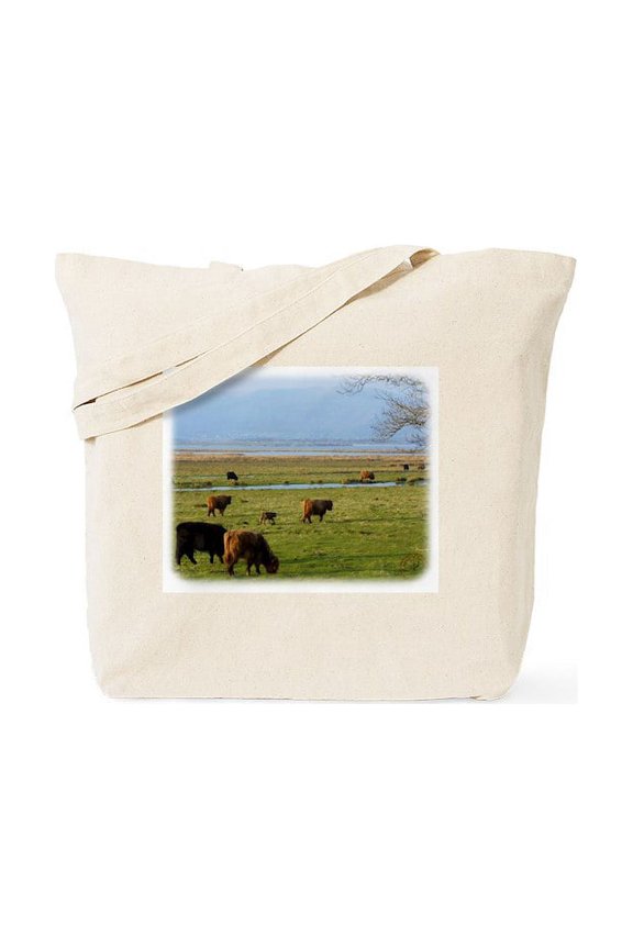 - Highland Cattle Near Loch Leven 9T076D 010 Tote Ba - Unisex Canvas Tote Bag, Beige, 1-Piece