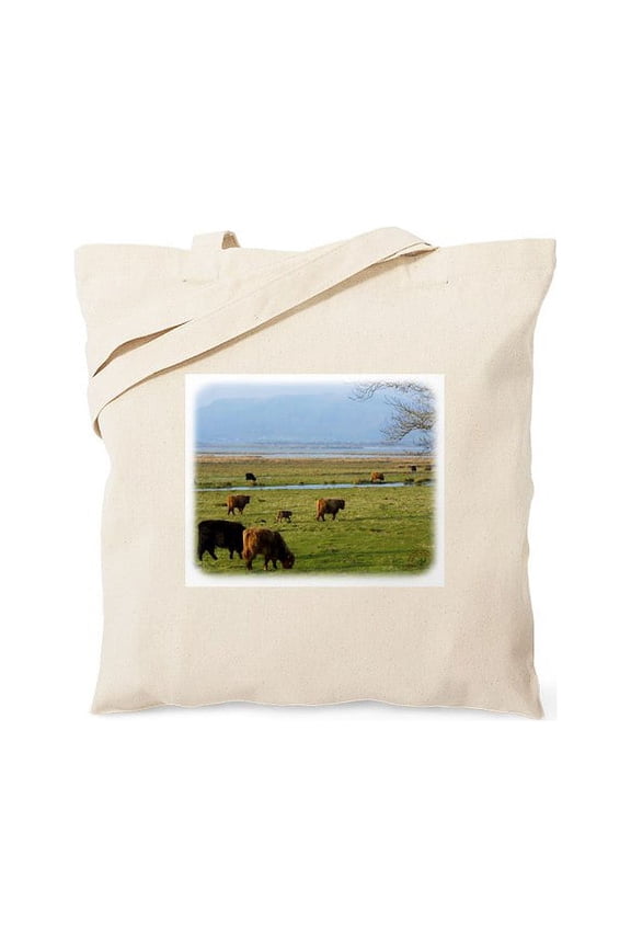 - Highland Cattle Near Loch Leven 9T076D 010 Tote Ba - Unisex Canvas Tote Bag, Beige, 1-Piece