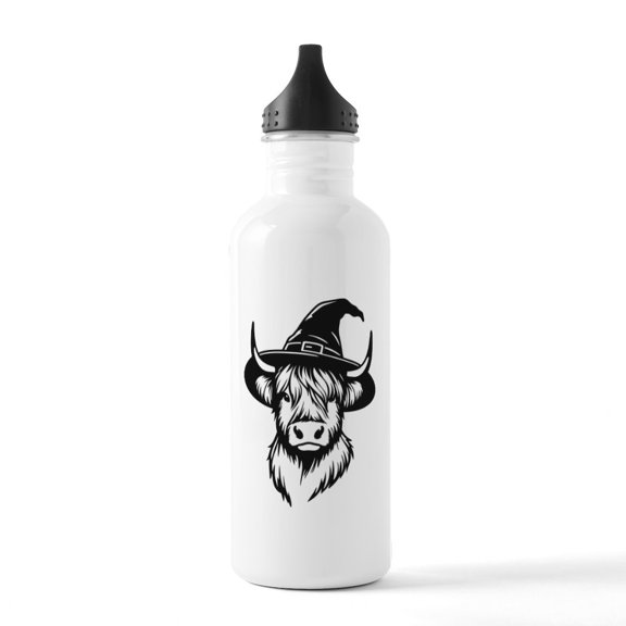 CafePress - Highland Cow In Witch Hat - Stainless Steel Water Bottle, Sports Bottle, 1.0L