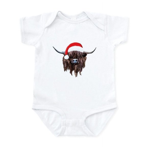 CafePress - Highland Cow Santa Hat Xmas Body Suit - Baby Light Bodysuit, Size Newborn - 24 Months