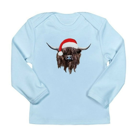CafePress - Highland Cow Santa Hat Xmas Long Sleeve T Shirt - Long Sleeve Infant T-Shirt