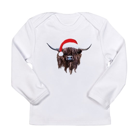 CafePress - Highland Cow Santa Hat Xmas Long Sleeve T Shirt - Long Sleeve Infant T-Shirt