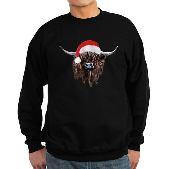 CafePress - Highland Cow Santa Hat Xmas Sweatshirt - Classic Crew Neck Sweatshirt