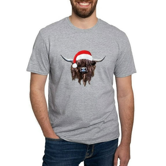 CafePress - Highland Cow Santa Hat Xmas T Shirt - Fitted T-Shirt, Vintage Fit Soft Cotton Tee