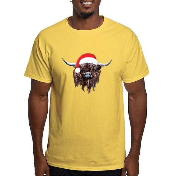 CafePress - Highland Cow Santa Hat Xmas T Shirt - Men's Classic Graphic T-Shirt