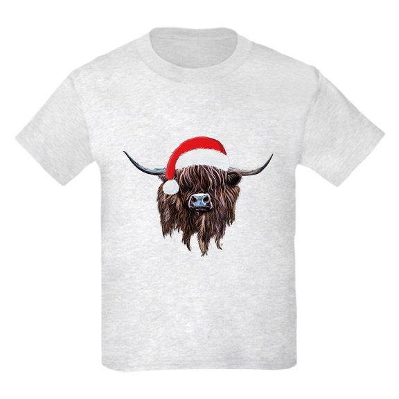 CafePress - Highland Cow Santa Hat Xmas T Shirt - Light T-Shirt Kids XS-XL