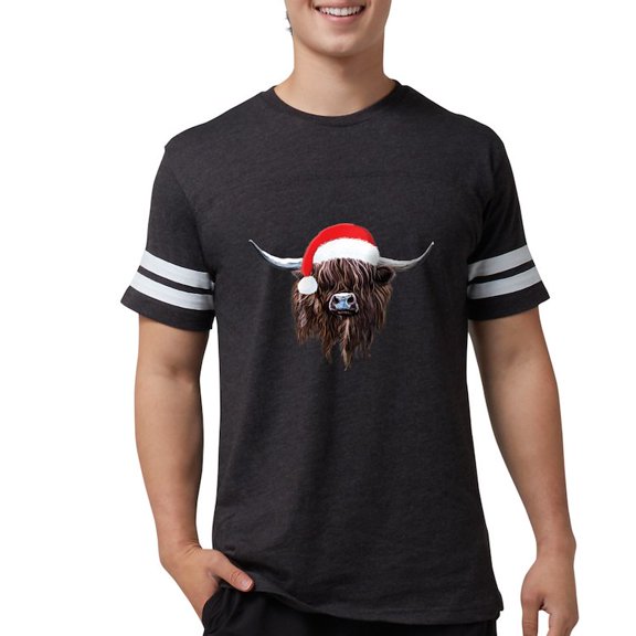 CafePress - Highland Cow Santa Hat Xmas T Shirt - Mens Football Shirt