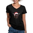 thumbnail image 1 of CafePress - Highland Cow Santa Hat Xmas T Shirt - Women's V-Neck Dark T-Shirt, 1 of 4