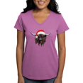 thumbnail image 1 of CafePress - Highland Cow Santa Hat Xmas T Shirt - Women's V-Neck Dark T-Shirt, 1 of 4