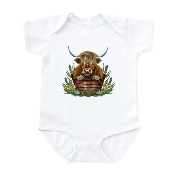 CafePress - Highland Cow Sitting In A Metal - Baby Light Bodysuit, Size Newborn - 24 Months