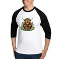 thumbnail image 1 of CafePress - Highland Cow Sitting In A Metal - Cotton Baseball Jersey, 3/4 Raglan Sleeve Shirt, 1 of 4
