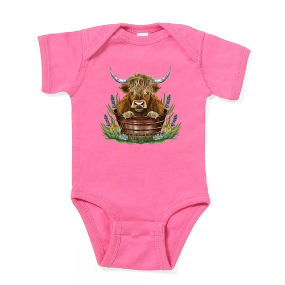 CafePress - Highland Cow Sitting In A Metal - Cute Infant Bodysuit Baby Romper - Size Newborn - 24 Months