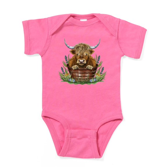 CafePress - Highland Cow Sitting In A Metal - Cute Infant Bodysuit Baby Romper - Size Newborn - 24 Months