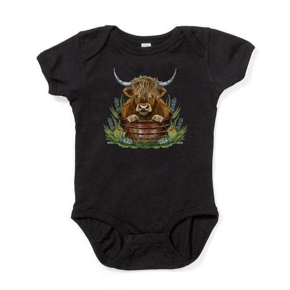 CafePress - Highland Cow Sitting In A Metal - Cute Infant Bodysuit Baby Romper - Size Newborn - 24 Months