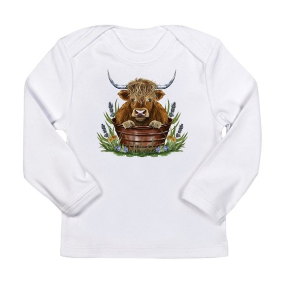 CafePress - Highland Cow Sitting In A Metal Long Sleeve Infant T Shirt - Long Sleeve Infant T-Shirt