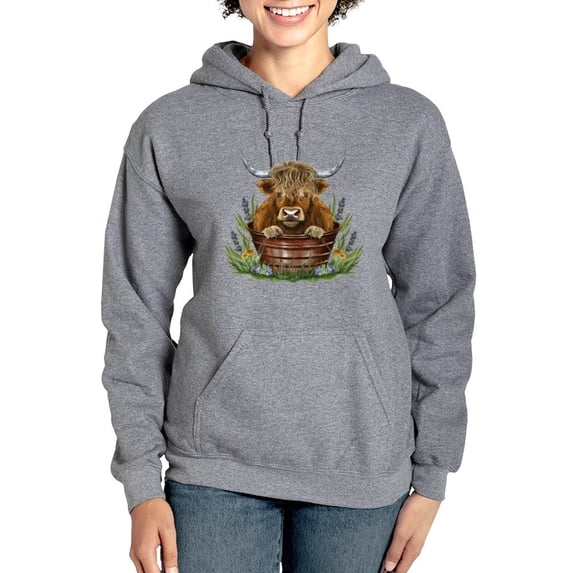 CafePress - Highland Cow Sitting In A Metal - Pullover Hoodie, Classic & Comfortable Hooded Sweatshirt