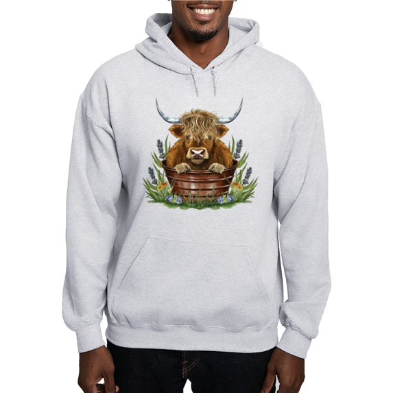 CafePress - Highland Cow Sitting In A Metal - Pullover Hoodie, Hooded Sweatshirt