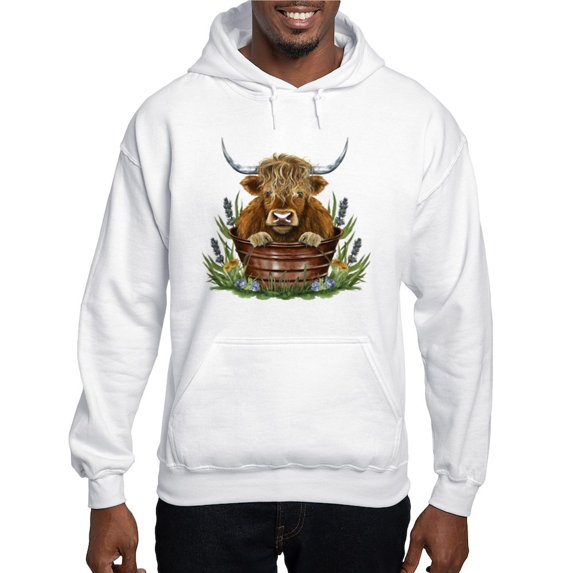 CafePress - Highland Cow Sitting In A Metal - Pullover Hoodie, Hooded Sweatshirt