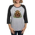 thumbnail image 1 of CafePress - Highland Cow Sitting In A Metal Women's Baseball T Shirt - Womens Baseball Tee, 1 of 4