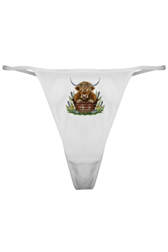 - Highland Cow Sitting In A Metal - Women's Novelty Thong Panties Underwear