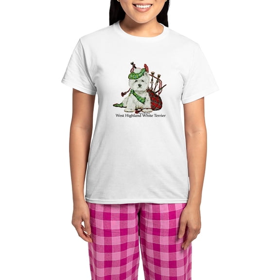 CafePress - Highland Westie Pajamas - Women's Short Sleeve Print T-Shirt and Pants Light Cotton Pajama Set