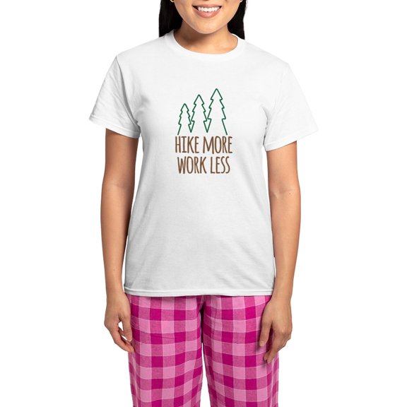 CafePress - Hike More Work Less Women's Light Pajamas - Women's Short Sleeve Print T-Shirt and Pants Light Cotton Pajama Set
