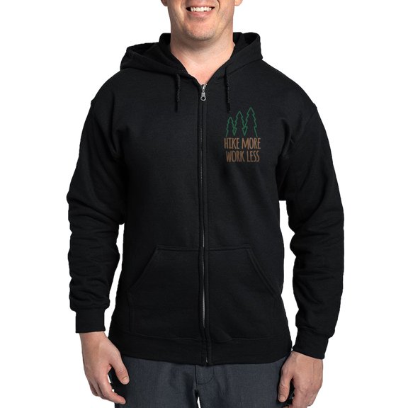 CafePress - Hike More Work Less Zip Hoodie (Dark) - Zip Hoodie, Classic Hooded Sweatshirt with Metal Zipper