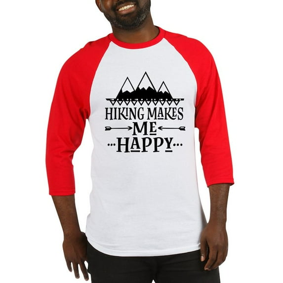 CafePress - Hiking Makes Me Happy Baseball Jersey - Cotton Baseball Jersey, 3/4 Raglan Sleeve Shirt