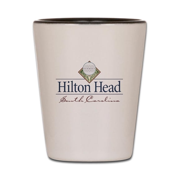 CafePress - Hilton Head Golf - White/Black Shot Glass, Unique and Funny Shot Glass